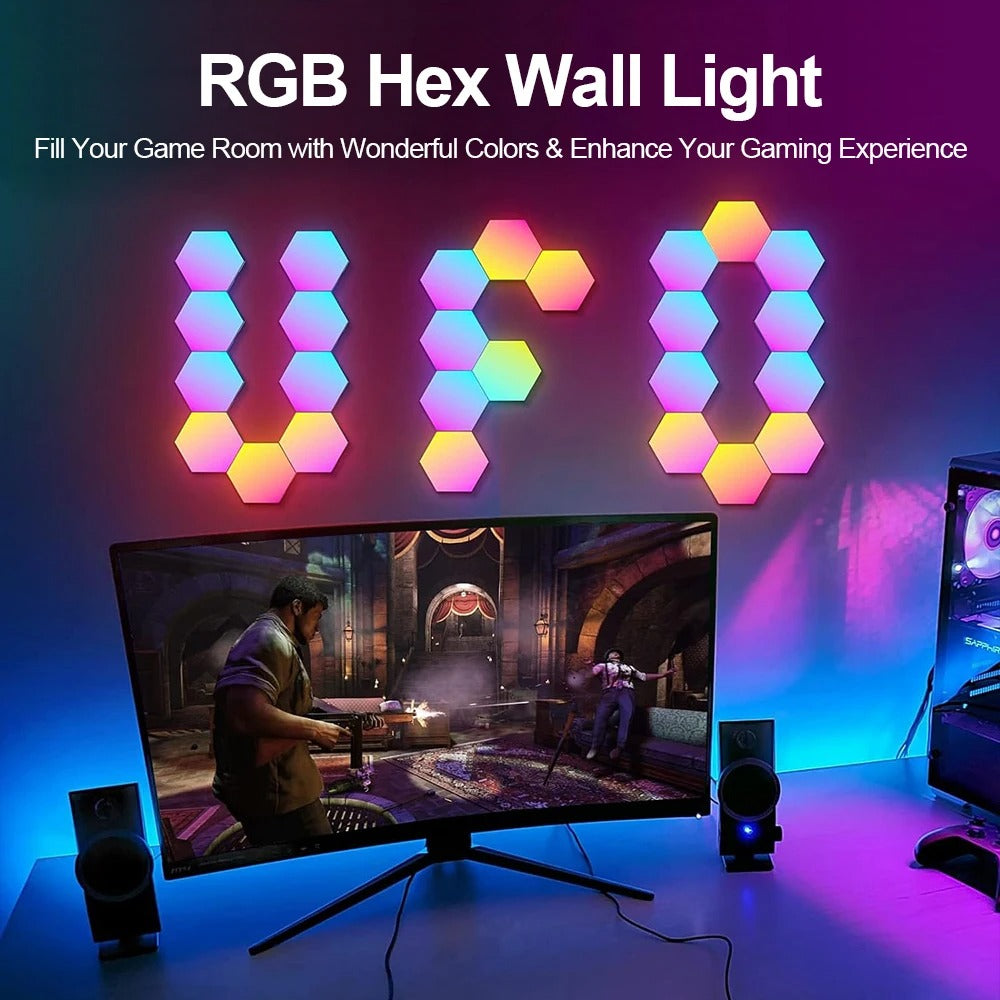 Smart Hexagonal Wall Lamp - Colour Changing Ambient Night Light