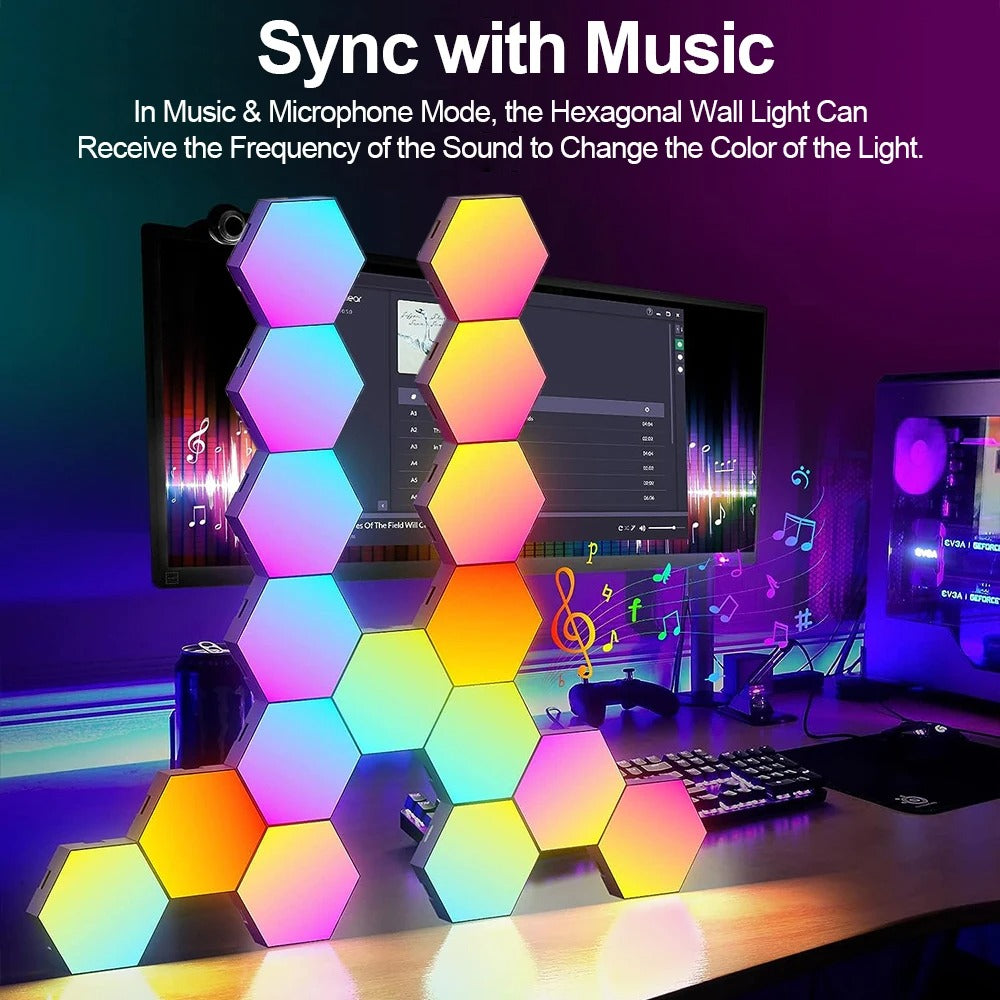 Smart Hexagonal Wall Lamp - Colour Changing Ambient Night Light