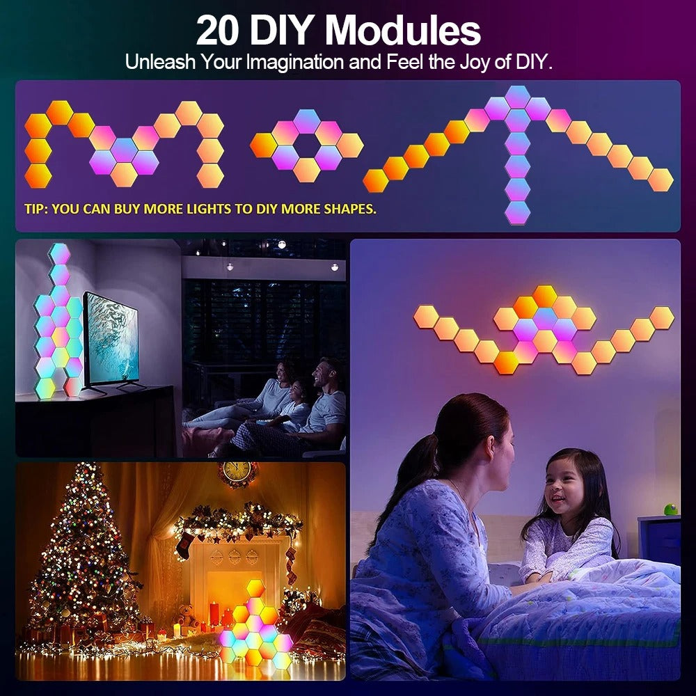 Smart Hexagonal Wall Lamp - Colour Changing Ambient Night Light