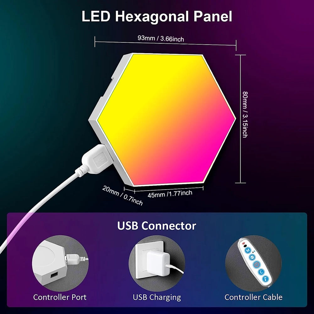 Smart Hexagonal Wall Lamp - Colour Changing Ambient Night Light